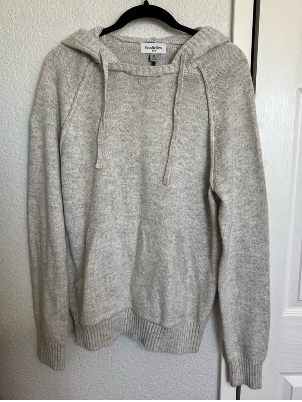 Goodfellow & Co Gray Marled Knit Hoodie Sweater | Soft Pullover | Size M